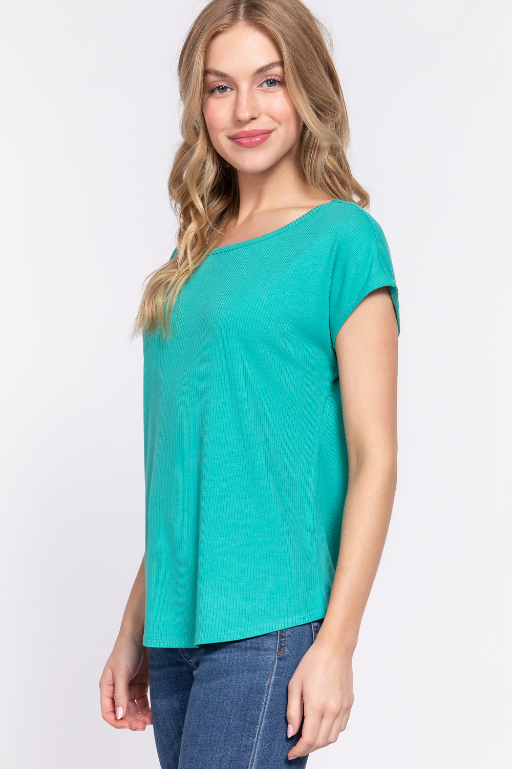 Dolman Sleeve Rib Knit Top