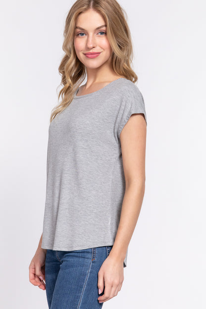 Dolman Sleeve Rib Knit Top