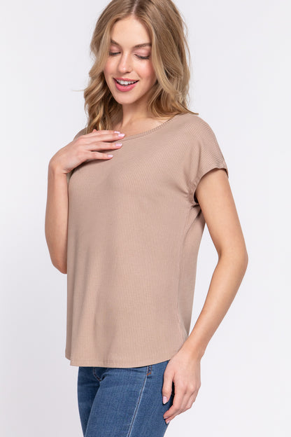 Dolman Sleeve Rib Knit Top