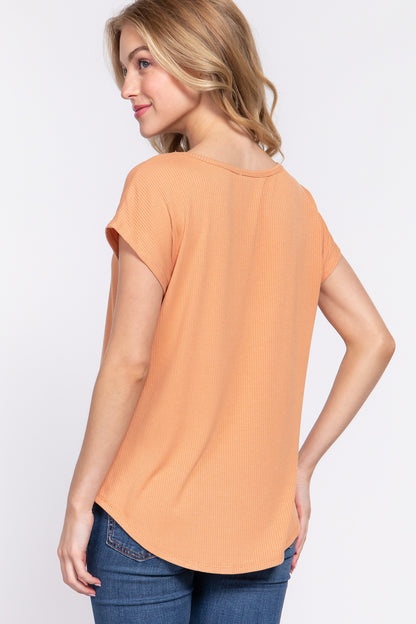 Dolman Sleeve Rib Knit Top