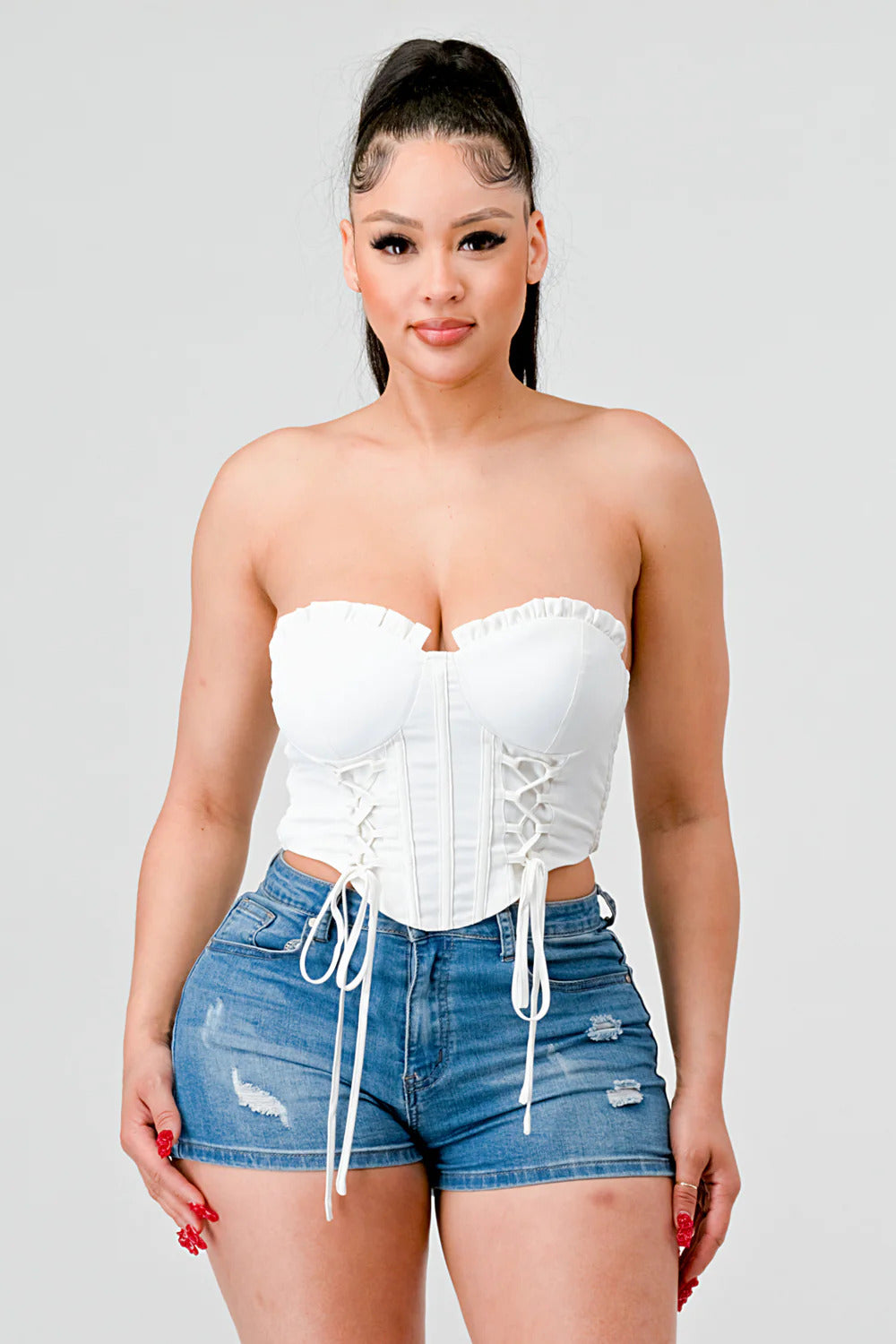 Luxe Drawstring Lace Bustier