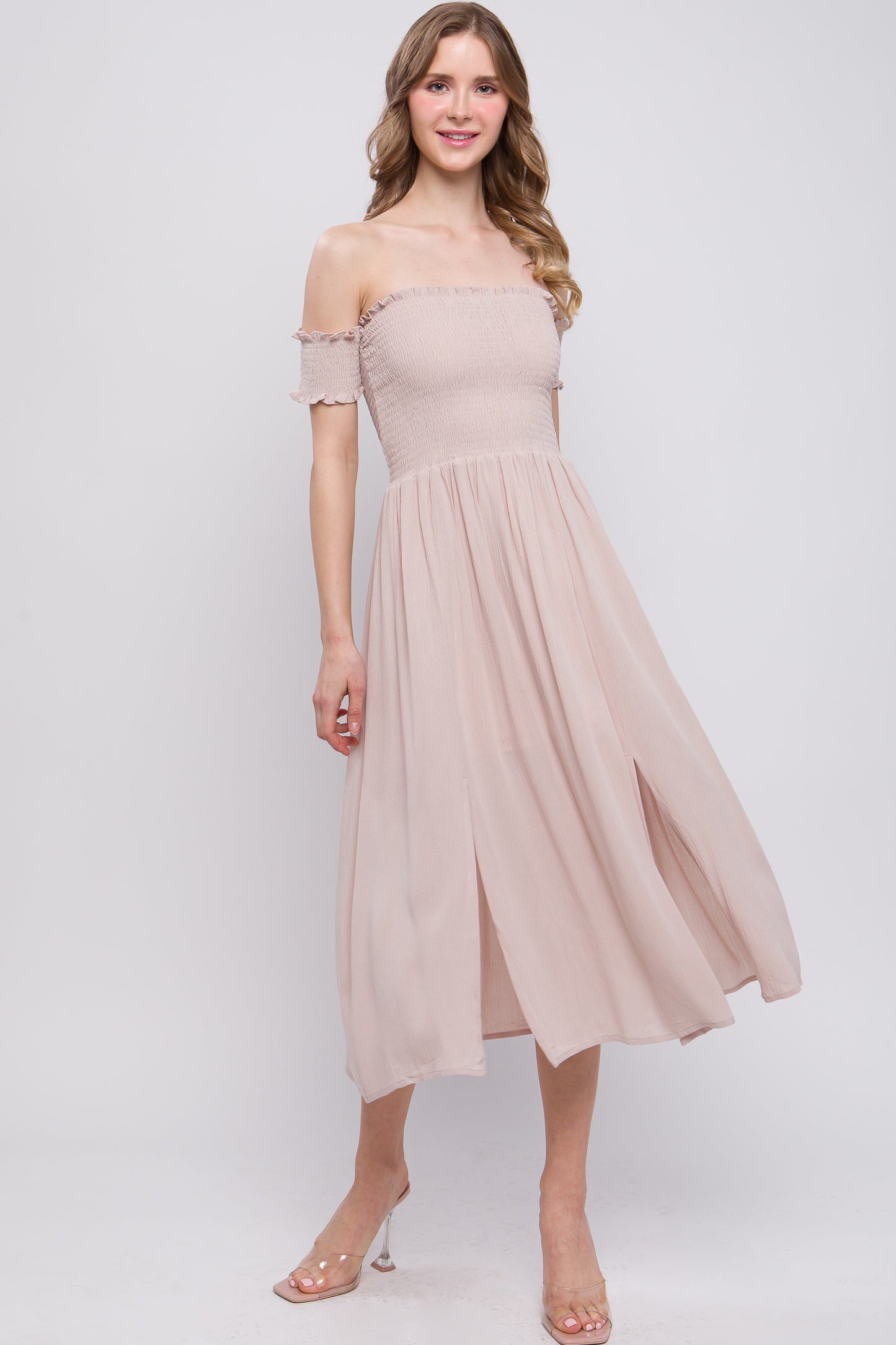 Flowy Off Shoulder Midi Dress