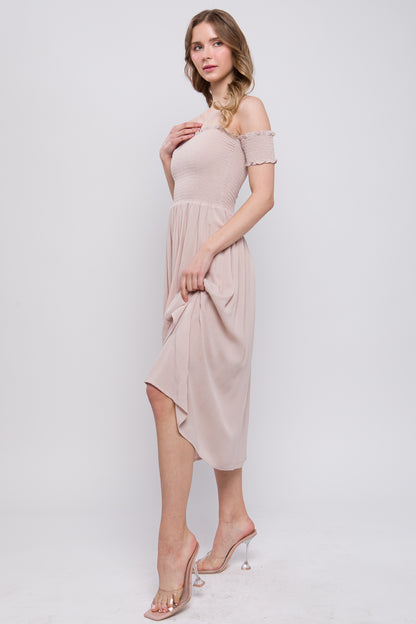 Flowy Off Shoulder Midi Dress