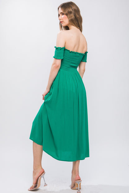 Flowy Off Shoulder Midi Dress