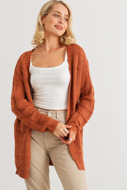 Knit Pocket Long Slv Cardigan