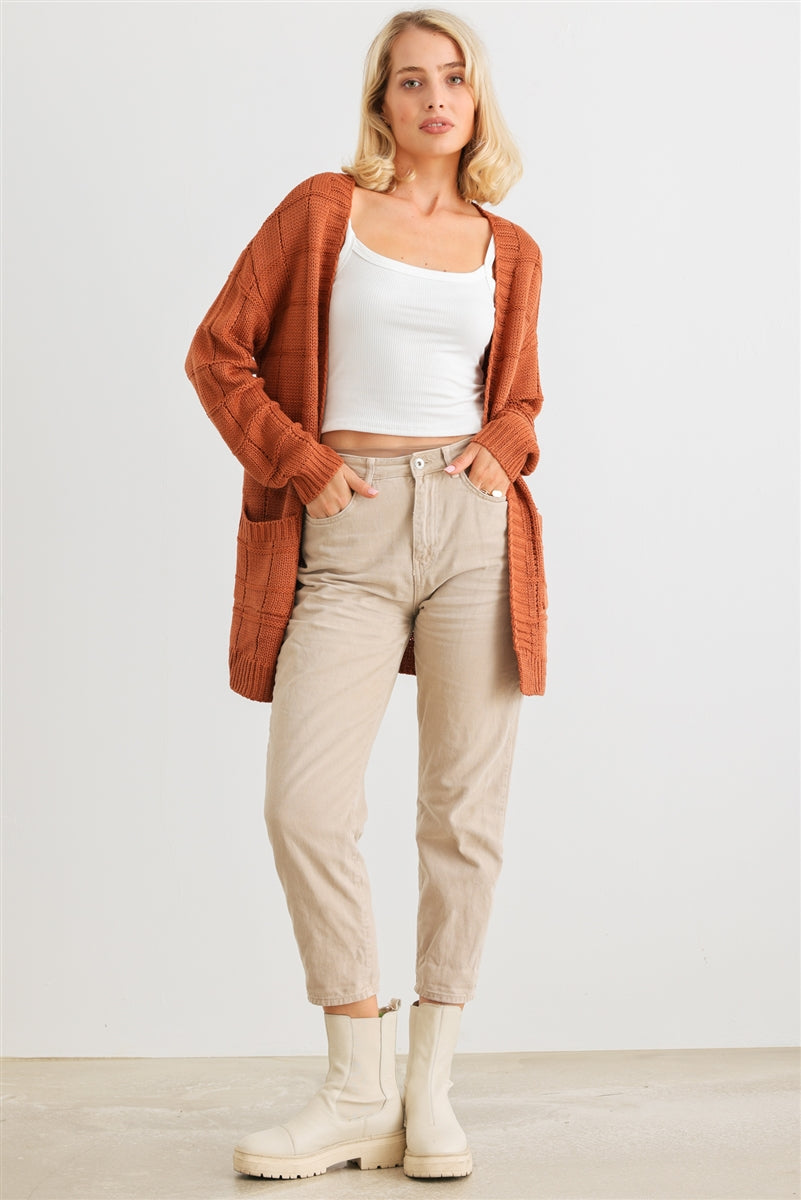 Knit Pocket Long Slv Cardigan