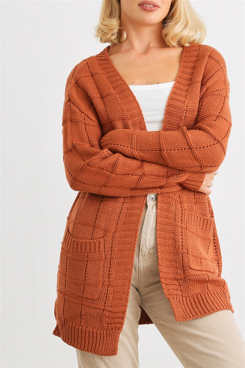 Knit Pocket Long Slv Cardigan