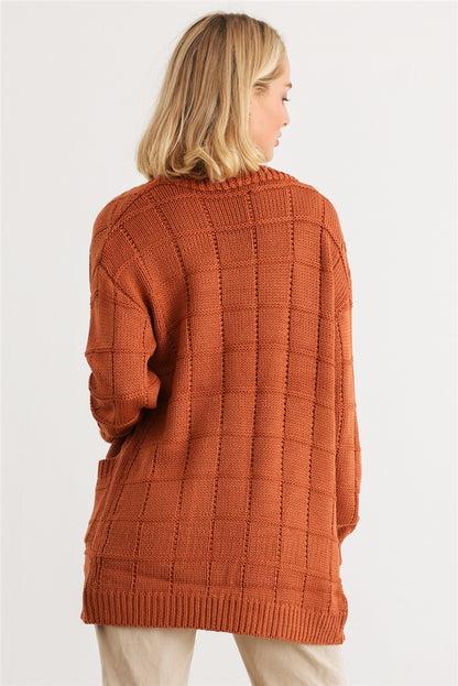 Knit Pocket Long Slv Cardigan