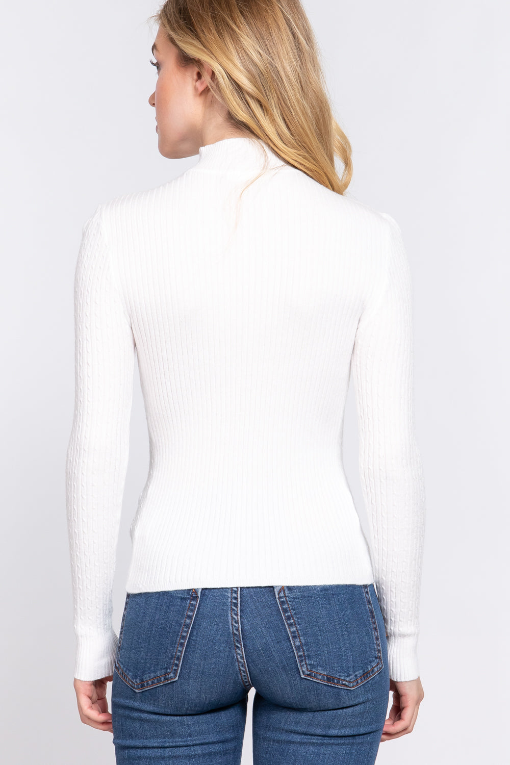 Long Slv Mock Neck Rib Sweater