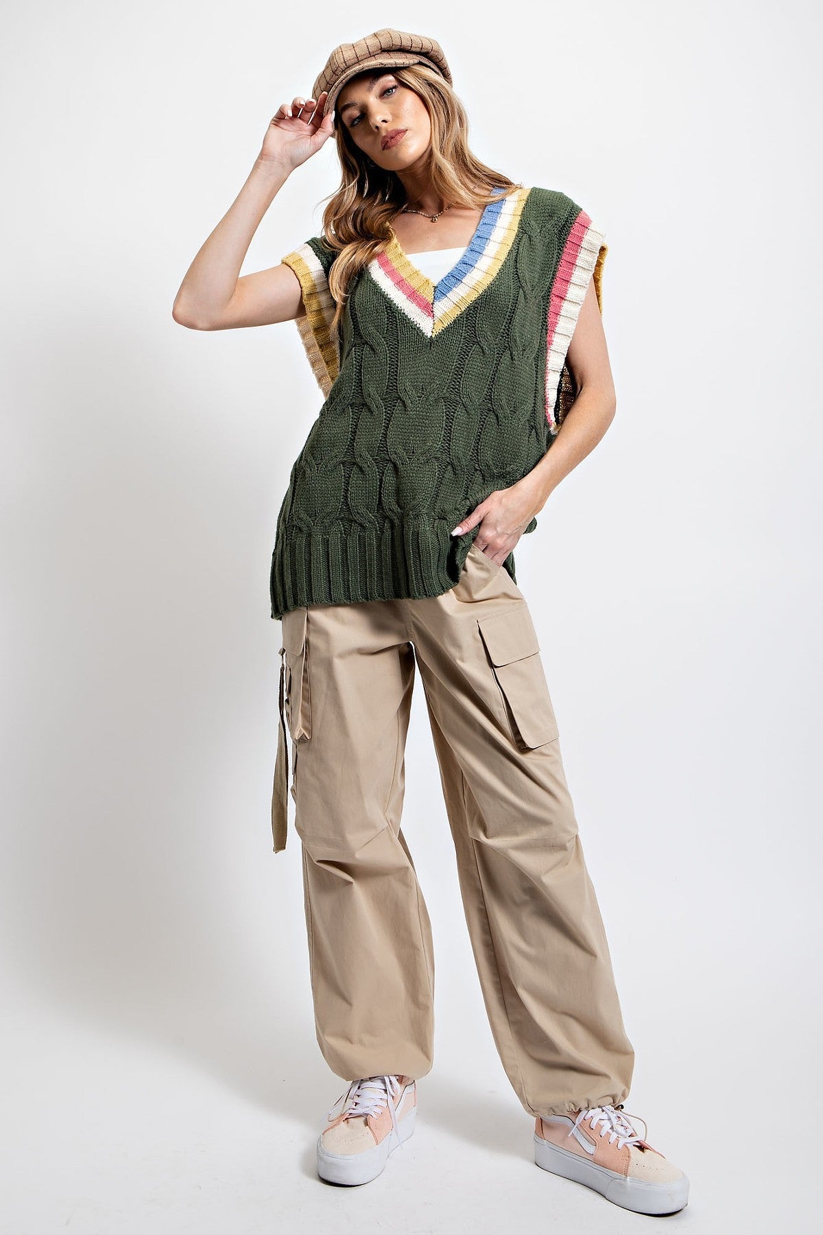 Multi Color Knit Sweater Vest