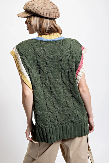 Multi Color Knit Sweater Vest