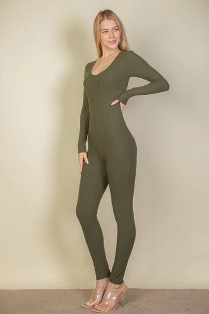 Scoop Neck Long Slv Jumpsuit