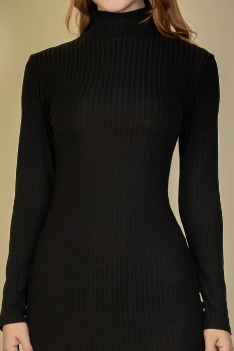 Rib Mock Neck Bodycon Dress