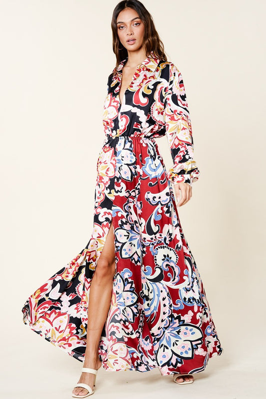 Silk Print Maxi Dress