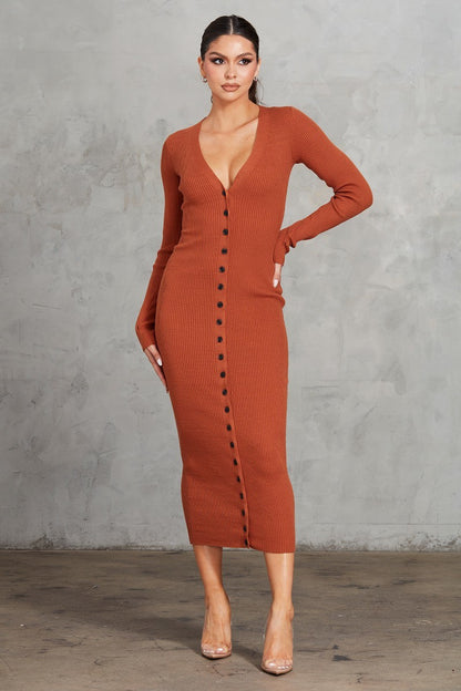 Ribbed Bodycon Midi Dress