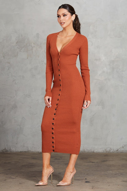 Ribbed Bodycon Midi Dress