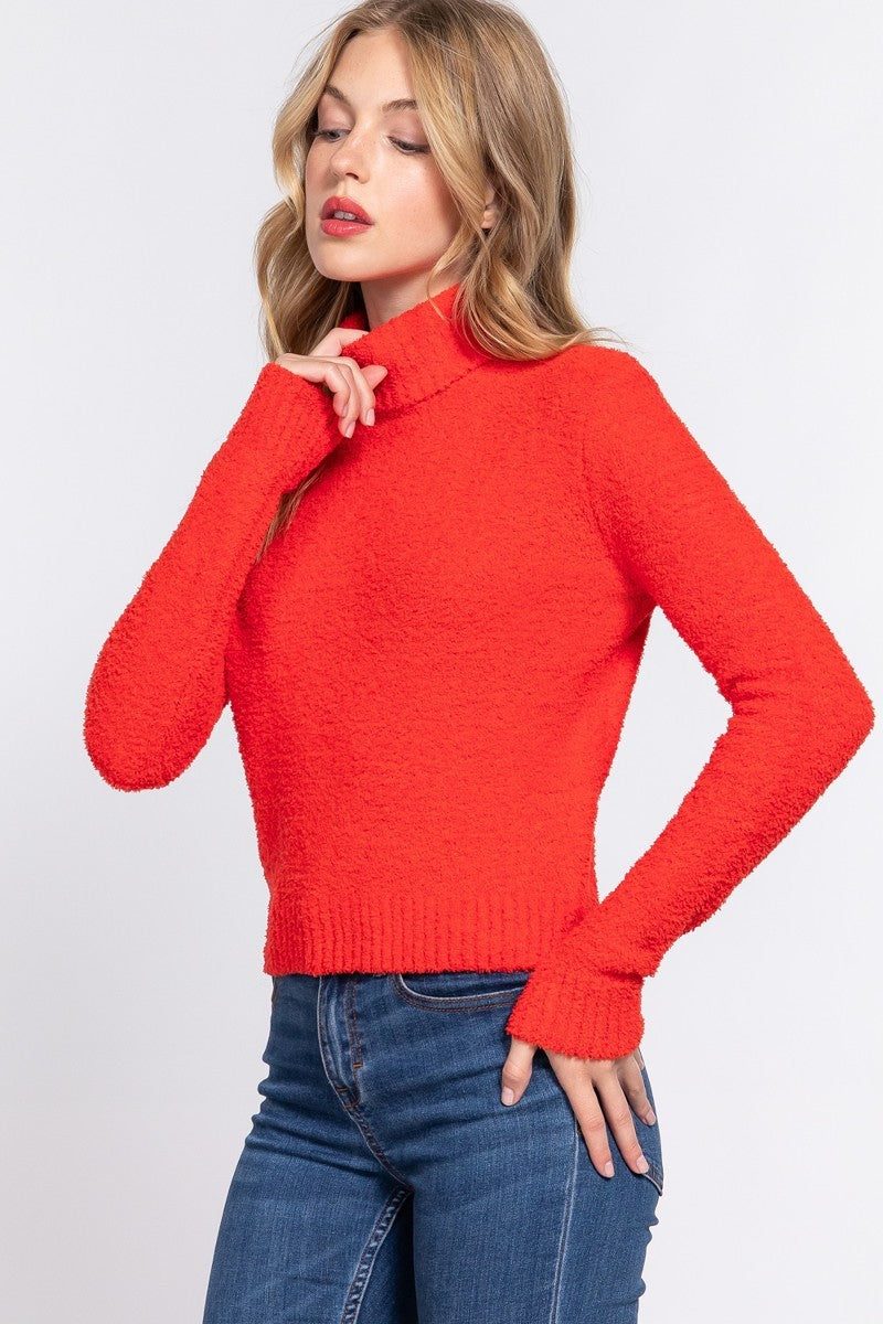 Fluffy Turtleneck Sweater Top