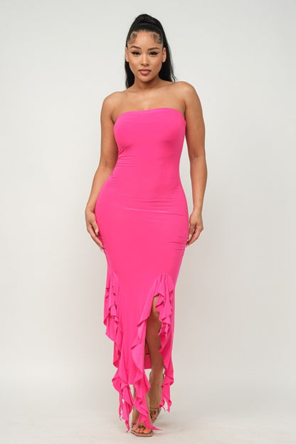 Ruffle Trim Maxi Dress