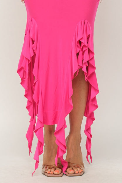 Ruffle Trim Maxi Dress