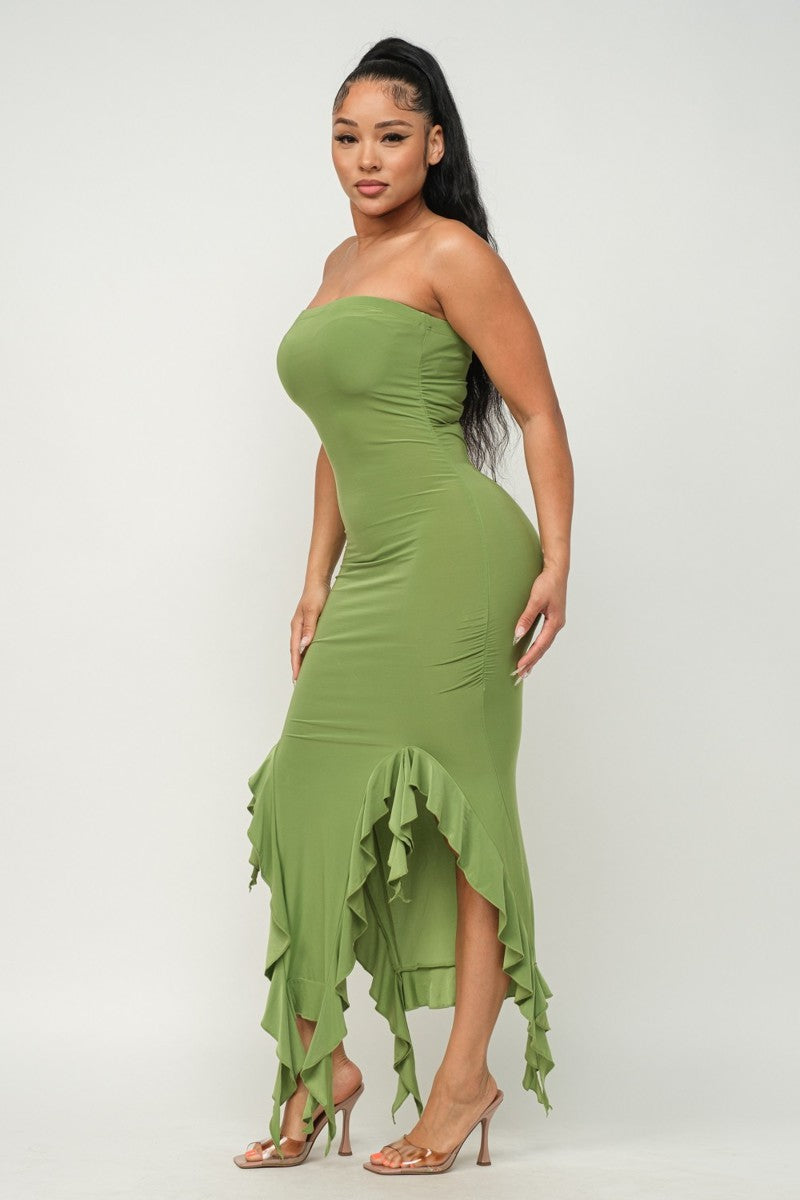 Ruffle Trim Maxi Dress