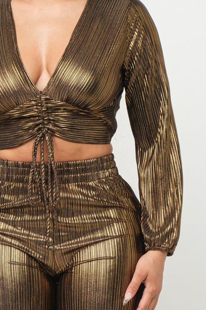 2-Piece Metallic Plissé Set