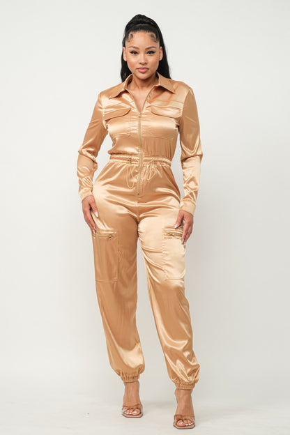 Cargo Satin Jumpsuit