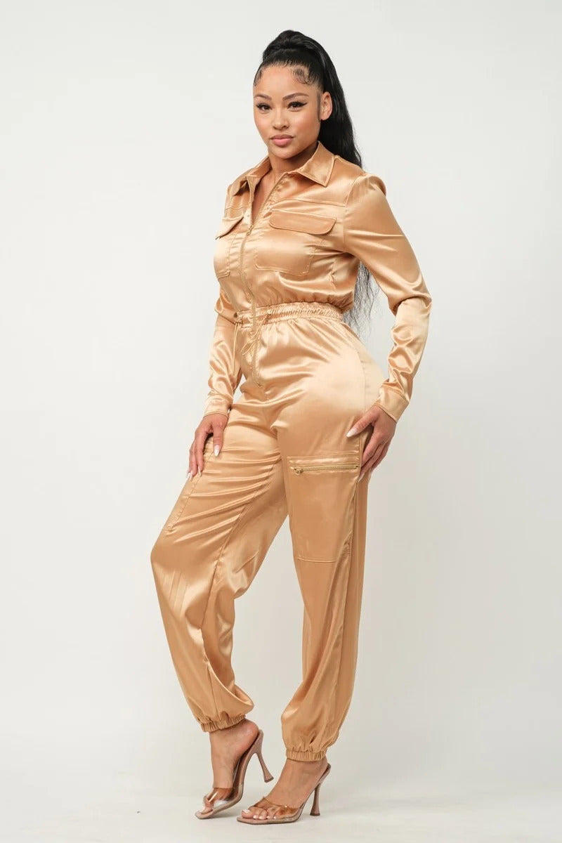 Cargo Satin Jumpsuit