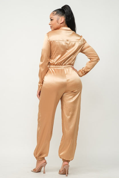 Cargo Satin Jumpsuit