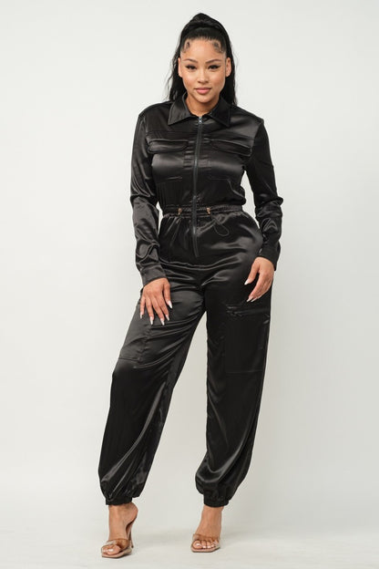 Cargo Satin Jumpsuit