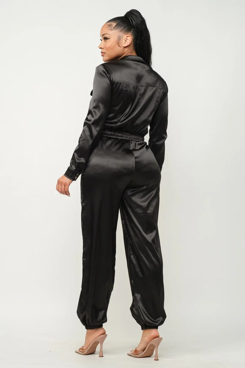 Cargo Satin Jumpsuit