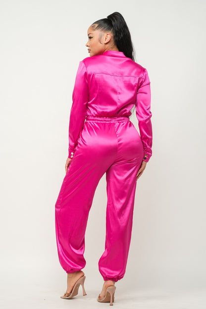 Cargo Satin Jumpsuit