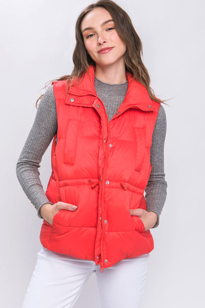 Zip Up Puffer Vest with Toggles