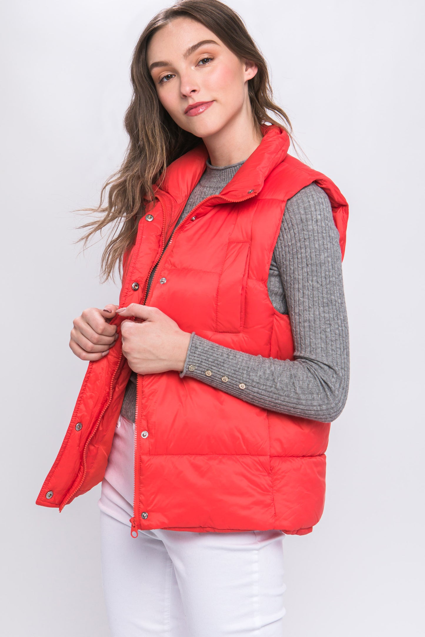 Zip Up Puffer Vest with Toggles