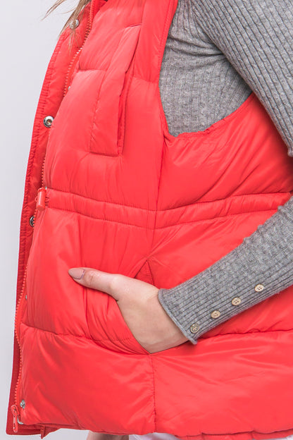 Zip Up Puffer Vest with Toggles