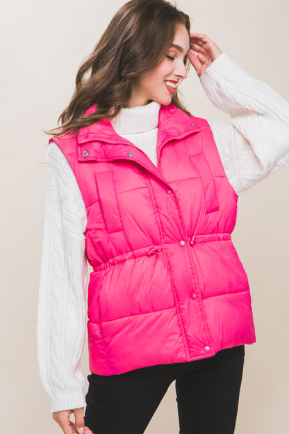 Zip Up Puffer Vest with Toggles