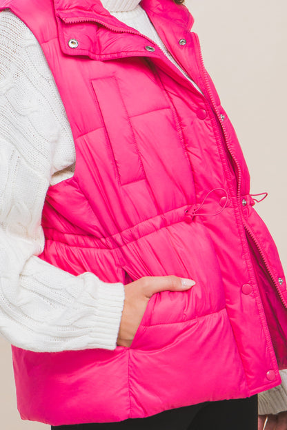 Zip Up Puffer Vest with Toggles