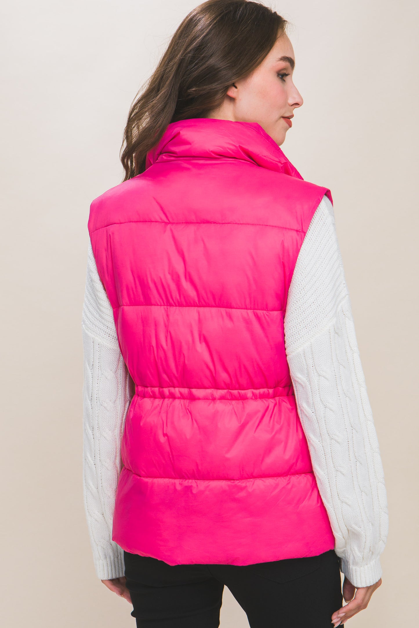 Zip Up Puffer Vest with Toggles