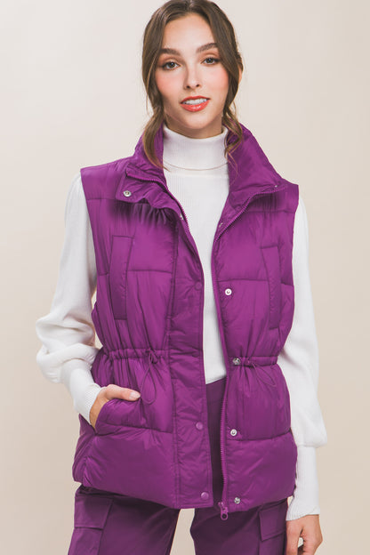 Zip Up Puffer Vest with Toggles