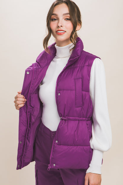 Zip Up Puffer Vest with Toggles