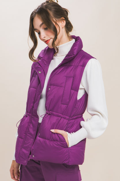 Zip Up Puffer Vest with Toggles