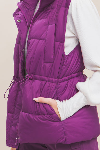 Zip Up Puffer Vest with Toggles