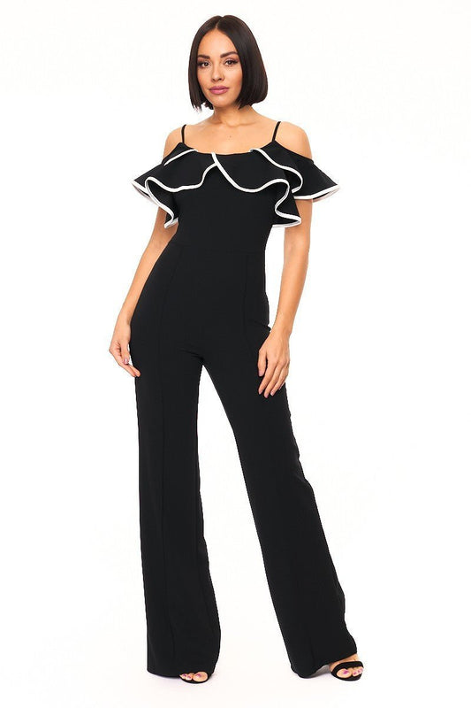 Color Block Binding Detailed Fashion Jumpsuit - Cherry Angel