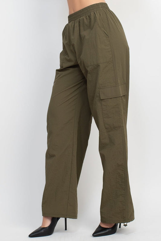 High-rise Cargo Parachute Pants - Cherry Angel